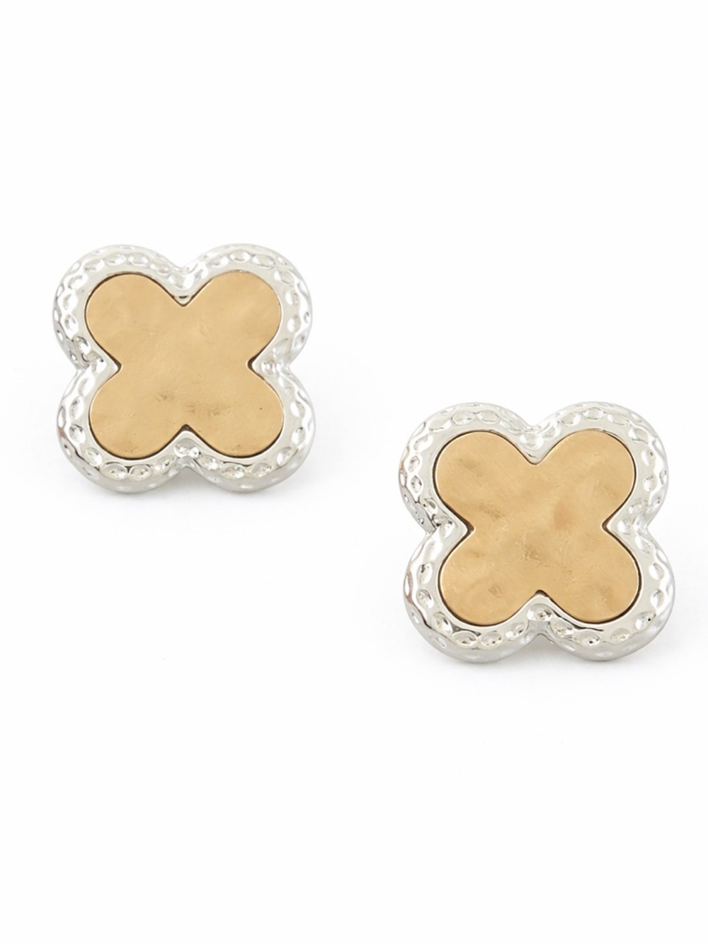Two Tone Clover Stud Earrings (5503)